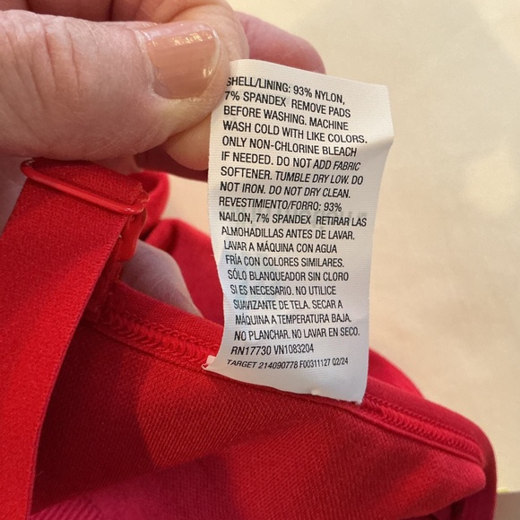 All in Motion Women S Seamless Red Bodysuit Built-In Shelf Bra Active Skinny Leg - Picture 9 of 9